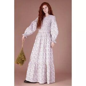 Meadows White Maxi Floral Smocked Dress